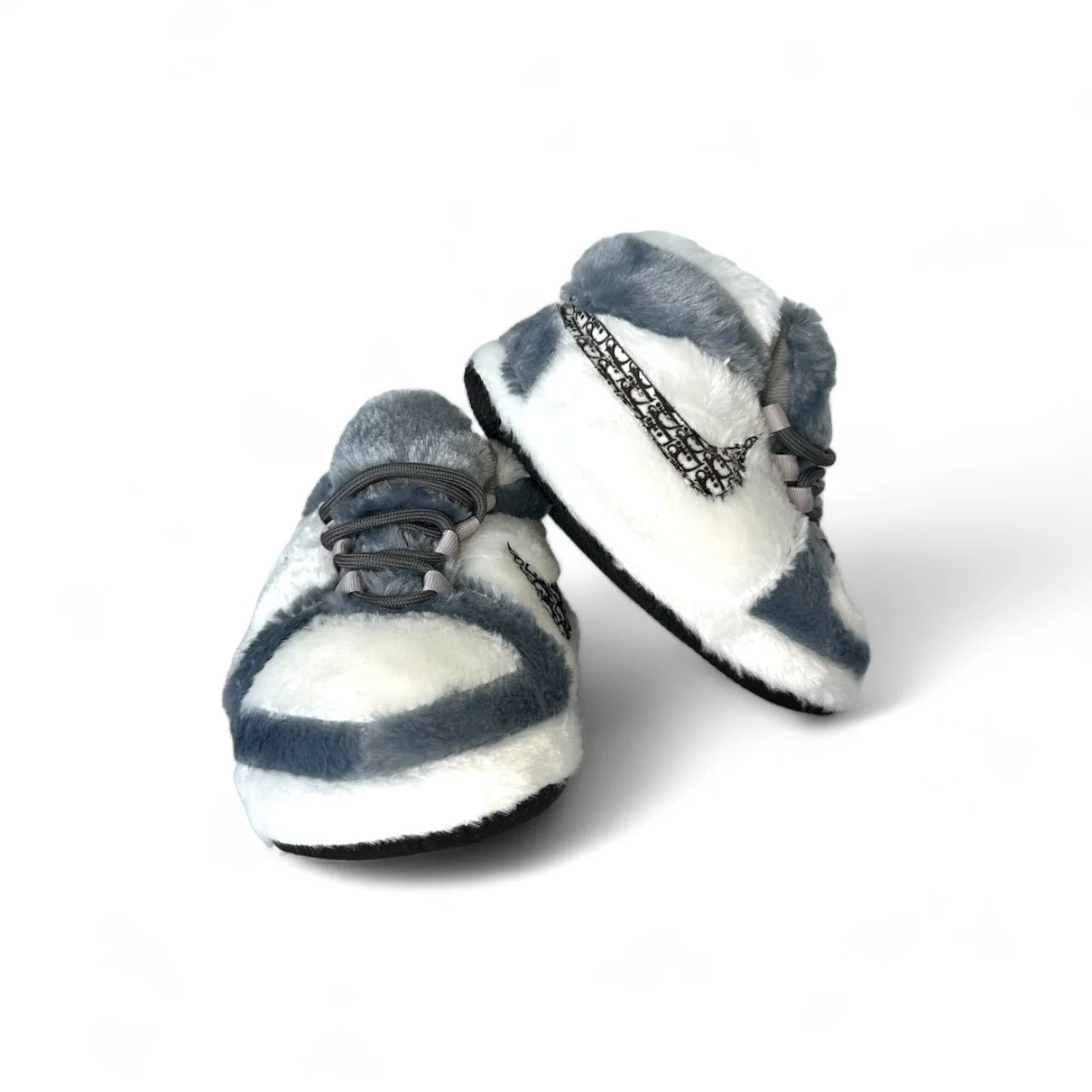 Gray & White Court Sneaker Slippers - Image 4