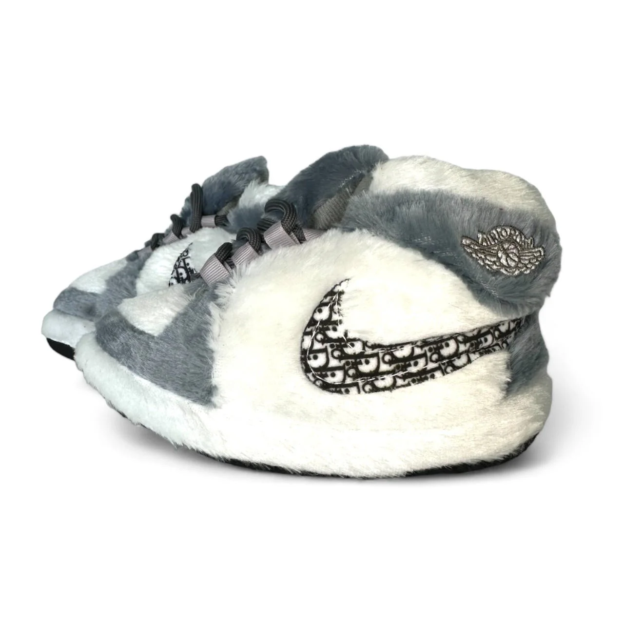 Gray & White Court Sneaker Slippers - Image 8