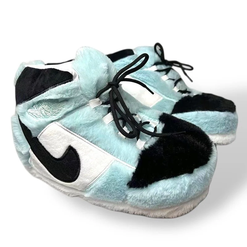 Blue & White High-Top Sneaker Slippers